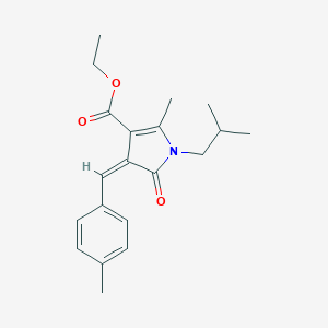 molecular formula C20H25NO3 B422747 ETHYL 1-ISOBUTYL-5-METHYL-3-[(Z)-1-(4-METHYLPHENYL)METHYLIDENE]-2-OXO-1,2-DIHYDRO-3H-PYRROLE-4-CARBOXYLATE 
