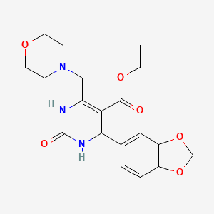 molecular formula C19H23N3O6 B4227516 ETHYL 4-(2H-1,3-BENZODIOXOL-5-YL)-6-[(MORPHOLIN-4-YL)METHYL]-2-OXO-1,2,3,4-TETRAHYDROPYRIMIDINE-5-CARBOXYLATE 