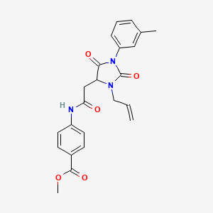 molecular formula C23H23N3O5 B4227786 Methyl 4-({[1-(3-methylphenyl)-2,5-dioxo-3-(prop-2-en-1-yl)imidazolidin-4-yl]acetyl}amino)benzoate 