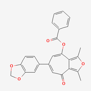 molecular formula C25H18O6 B4227960 6-(2H-1,3-BENZODIOXOL-5-YL)-1,3-DIMETHYL-4-OXO-4H-CYCLOHEPTA[C]FURAN-8-YL BENZOATE 