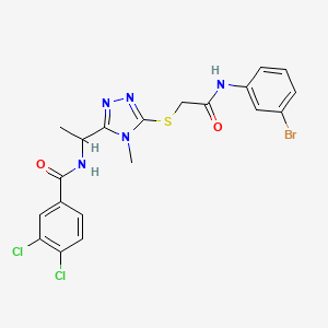 molecular formula C20H18BrCl2N5O2S B4228078 N-{1-[5-({2-[(3-bromophenyl)amino]-2-oxoethyl}sulfanyl)-4-methyl-4H-1,2,4-triazol-3-yl]ethyl}-3,4-dichlorobenzamide 