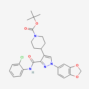 molecular formula C27H29ClN4O5 B4228097 Tert-butyl 4-[1-(1,3-benzodioxol-5-yl)-3-[(2-chlorophenyl)carbamoyl]pyrazol-4-yl]piperidine-1-carboxylate 