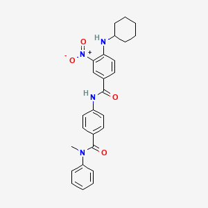 molecular formula C27H28N4O4 B4228102 4-(cyclohexylamino)-N-[4-[methyl(phenyl)carbamoyl]phenyl]-3-nitrobenzamide 