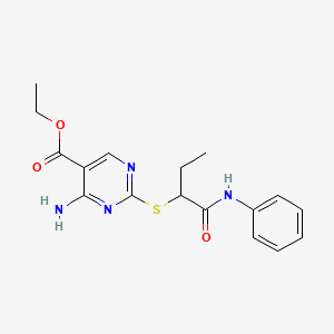 molecular formula C17H20N4O3S B4228150 Ethyl 4-amino-2-{[1-oxo-1-(phenylamino)butan-2-yl]sulfanyl}pyrimidine-5-carboxylate 