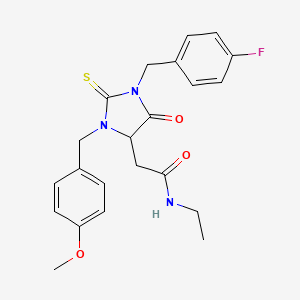 molecular formula C22H24FN3O3S B4228371 N~1~-ETHYL-2-[1-(4-FLUOROBENZYL)-3-(4-METHOXYBENZYL)-5-OXO-2-THIOXO-4-IMIDAZOLIDINYL]ACETAMIDE 