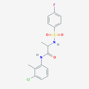 molecular formula C16H16ClFN2O3S B4228469 N-(3-chloro-2-methylphenyl)-2-[(4-fluorophenyl)sulfonylamino]propanamide 