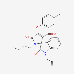 molecular formula C27H26N2O4 B4228563 2-Butyl-6,7-dimethyl-1'-prop-2-enylspiro[chromeno[2,3-c]pyrrole-1,3'-indole]-2',3,9-trione 