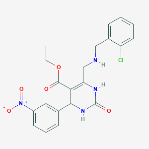 molecular formula C21H21ClN4O5 B4228652 ETHYL 6-({[(2-CHLOROPHENYL)METHYL]AMINO}METHYL)-4-(3-NITROPHENYL)-2-OXO-1,2,3,4-TETRAHYDROPYRIMIDINE-5-CARBOXYLATE 