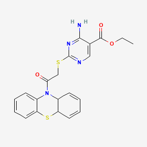 molecular formula C21H20N4O3S2 B4228656 Ethyl 2-[2-(4a,10a-dihydrophenothiazin-10-yl)-2-oxoethyl]sulfanyl-4-aminopyrimidine-5-carboxylate 