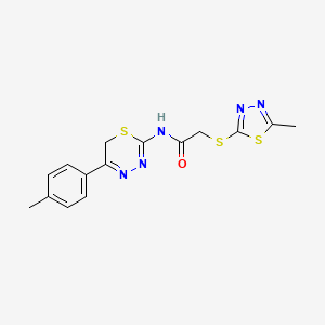 molecular formula C15H15N5OS3 B4228818 N-[5-(4-methylphenyl)-6H-1,3,4-thiadiazin-2-yl]-2-[(5-methyl-1,3,4-thiadiazol-2-yl)sulfanyl]acetamide 