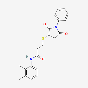 molecular formula C21H22N2O3S B4228910 N-(2,3-dimethylphenyl)-3-(2,5-dioxo-1-phenylpyrrolidin-3-yl)sulfanylpropanamide 
