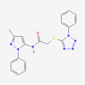 molecular formula C19H17N7OS B4228982 N-(5-methyl-2-phenylpyrazol-3-yl)-2-(1-phenyltetrazol-5-yl)sulfanylacetamide 