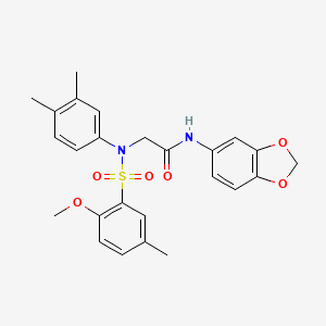molecular formula C25H26N2O6S B4229052 N-(1,3-benzodioxol-5-yl)-2-(N-(2-methoxy-5-methylphenyl)sulfonyl-3,4-dimethylanilino)acetamide 
