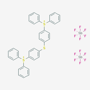 molecular formula C36 H28 S3 . 2 F6 Sb B042291 Bis[4-(diphenylsulfonio)phenyl]sulfide bis(hexafluoroantimonate) CAS No. 89452-37-9
