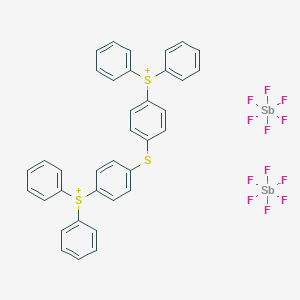molecular formula C36 H28 S3 . 2 F6 Sb B042291 Sulfonium, (thiodi-4,1-phenylene)bis(diphenyl-, bis((OC-6-11)-hexafluoroantimonate(1-)) CAS No. 89452-37-9