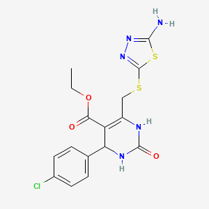 molecular formula C16H16ClN5O3S2 B4229144 Ethyl 6-{[(5-amino-1,3,4-thiadiazol-2-yl)sulfanyl]methyl}-4-(4-chlorophenyl)-2-oxo-1,2,3,4-tetrahydropyrimidine-5-carboxylate 