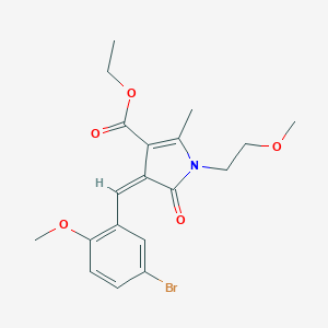molecular formula C19H22BrNO5 B422917 ETHYL (4Z)-4-[(5-BROMO-2-METHOXYPHENYL)METHYLIDENE]-1-(2-METHOXYETHYL)-2-METHYL-5-OXO-4,5-DIHYDRO-1H-PYRROLE-3-CARBOXYLATE 