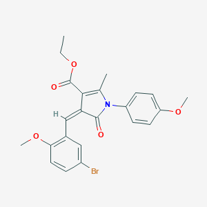 molecular formula C23H22BrNO5 B422918 ETHYL (4Z)-4-[(5-BROMO-2-METHOXYPHENYL)METHYLIDENE]-1-(4-METHOXYPHENYL)-2-METHYL-5-OXO-4,5-DIHYDRO-1H-PYRROLE-3-CARBOXYLATE 