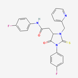 molecular formula C23H18F2N4O2S B4229184 N-(4-fluorophenyl)-2-[1-(4-fluorophenyl)-5-oxo-3-(pyridin-2-ylmethyl)-2-thioxoimidazolidin-4-yl]acetamide 