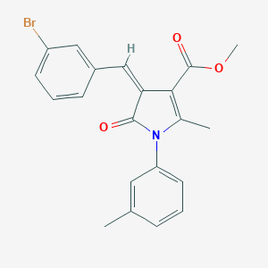 molecular formula C21H18BrNO3 B422923 METHYL (4Z)-4-[(3-BROMOPHENYL)METHYLIDENE]-2-METHYL-1-(3-METHYLPHENYL)-5-OXO-4,5-DIHYDRO-1H-PYRROLE-3-CARBOXYLATE 