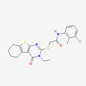 molecular formula C21H22ClN3O2S2 B4229351 N-(3-chloro-2-methylphenyl)-2-[(3-ethyl-4-oxo-3,4,5,6,7,8-hexahydro[1]benzothieno[2,3-d]pyrimidin-2-yl)sulfanyl]acetamide CAS No. 618879-77-9
