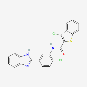 molecular formula C22H13Cl2N3OS B4229586 N-[5-(1H-1,3-BENZODIAZOL-2-YL)-2-CHLOROPHENYL]-3-CHLORO-1-BENZOTHIOPHENE-2-CARBOXAMIDE 