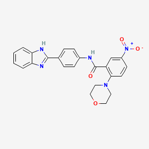 molecular formula C24H21N5O4 B4229684 N-[4-(1H-benzimidazol-2-yl)phenyl]-2-morpholin-4-yl-5-nitrobenzamide 