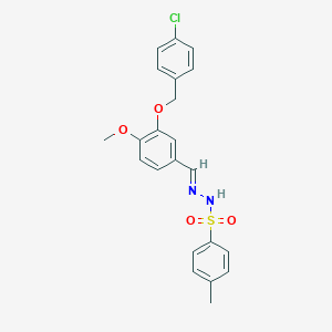 molecular formula C22H21ClN2O4S B422969 N'-{3-[(4-chlorobenzyl)oxy]-4-methoxybenzylidene}-4-methylbenzenesulfonohydrazide 