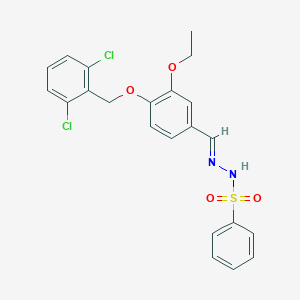 molecular formula C22H20Cl2N2O4S B422970 N'-{4-[(2,6-dichlorobenzyl)oxy]-3-ethoxybenzylidene}benzenesulfonohydrazide 