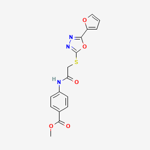 molecular formula C16H13N3O5S B4229781 Methyl 4-(2-{[5-(furan-2-yl)-1,3,4-oxadiazol-2-yl]sulfanyl}acetamido)benzoate CAS No. 5371-83-5