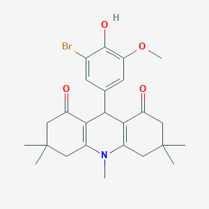 molecular formula C25H30BrNO4 B422984 9-(3-bromo-4-hydroxy-5-methoxyphenyl)-3,3,6,6,10-pentamethyl-3,4,6,7,9,10-hexahydro-1,8(2H,5H)-acridinedione 