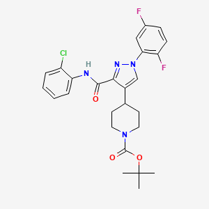 molecular formula C26H27ClF2N4O3 B4229849 Tert-butyl 4-[3-[(2-chlorophenyl)carbamoyl]-1-(2,5-difluorophenyl)pyrazol-4-yl]piperidine-1-carboxylate 