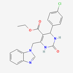 molecular formula C21H19ClN4O3 B4229902 ETHYL 6-[(1H-1,3-BENZODIAZOL-1-YL)METHYL]-4-(4-CHLOROPHENYL)-2-OXO-1,2,3,4-TETRAHYDROPYRIMIDINE-5-CARBOXYLATE 