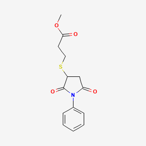 molecular formula C14H15NO4S B4229977 Methyl 3-(2,5-dioxo-1-phenylpyrrolidin-3-yl)sulfanylpropanoate 