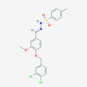 molecular formula C22H20Cl2N2O4S B423014 N'-{4-[(3,4-dichlorobenzyl)oxy]-3-methoxybenzylidene}-4-methylbenzenesulfonohydrazide 