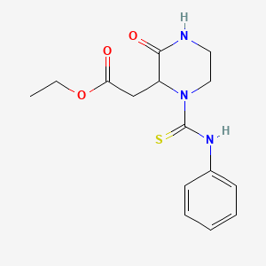molecular formula C15H19N3O3S B4230163 Ethyl [3-oxo-1-(phenylcarbamothioyl)piperazin-2-yl]acetate 