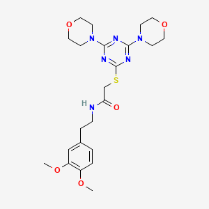 molecular formula C23H32N6O5S B4230168 N-[2-(3,4-dimethoxyphenyl)ethyl]-2-{[4,6-di(morpholin-4-yl)-1,3,5-triazin-2-yl]sulfanyl}acetamide 