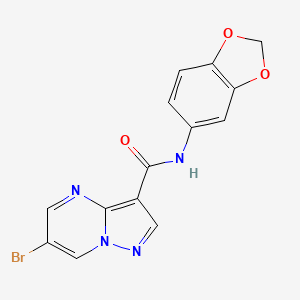 molecular formula C14H9BrN4O3 B4230240 N-(2H-1,3-BENZODIOXOL-5-YL)-6-BROMOPYRAZOLO[1,5-A]PYRIMIDINE-3-CARBOXAMIDE 