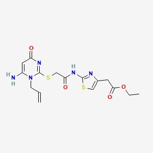 molecular formula C16H19N5O4S2 B4230244 ethyl [2-({[(1-allyl-6-amino-4-oxo-1,4-dihydro-2-pyrimidinyl)thio]acetyl}amino)-1,3-thiazol-4-yl]acetate 