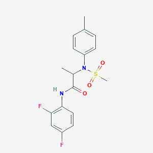 molecular formula C17H18F2N2O3S B4230295 N-(2,4-difluorophenyl)-2-(4-methyl-N-methylsulfonylanilino)propanamide 