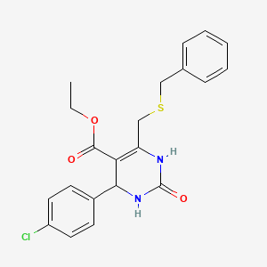 molecular formula C21H21ClN2O3S B4230571 Ethyl 6-[(benzylsulfanyl)methyl]-4-(4-chlorophenyl)-2-oxo-1,2,3,4-tetrahydropyrimidine-5-carboxylate 