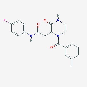 molecular formula C20H20FN3O3 B4230694 N-(4-fluorophenyl)-2-[1-(3-methylbenzoyl)-3-oxopiperazin-2-yl]acetamide 