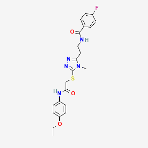 molecular formula C22H24FN5O3S B4231134 N-[2-[5-[2-(4-ethoxyanilino)-2-oxoethyl]sulfanyl-4-methyl-1,2,4-triazol-3-yl]ethyl]-4-fluorobenzamide 