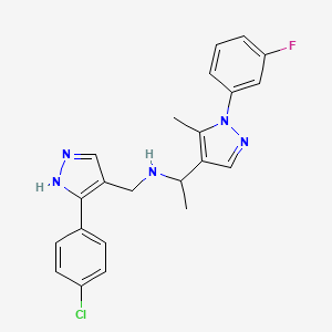 molecular formula C22H21ClFN5 B4231137 N-[[5-(4-chlorophenyl)-1H-pyrazol-4-yl]methyl]-1-[1-(3-fluorophenyl)-5-methylpyrazol-4-yl]ethanamine 