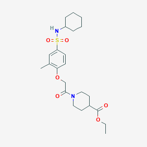 molecular formula C23H34N2O6S B4231198 ETHYL 1-{2-[4-(CYCLOHEXYLSULFAMOYL)-2-METHYLPHENOXY]ACETYL}PIPERIDINE-4-CARBOXYLATE 