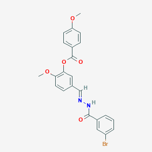 molecular formula C23H19BrN2O5 B423123 5-{[(E)-2-(3-BROMOBENZOYL)HYDRAZONO]METHYL}-2-METHOXYPHENYL 4-METHOXYBENZOATE 