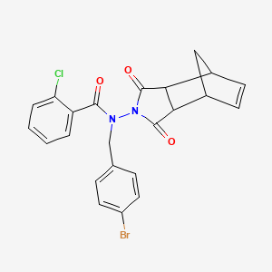 molecular formula C23H18BrClN2O3 B4231242 N-(4-bromobenzyl)-2-chloro-N-(1,3-dioxo-1,3,3a,4,7,7a-hexahydro-2H-4,7-methanoisoindol-2-yl)benzamide 
