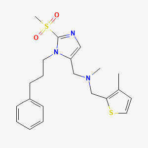 molecular formula C21H27N3O2S2 B4231602 N-methyl-1-[2-(methylsulfonyl)-1-(3-phenylpropyl)-1H-imidazol-5-yl]-N-[(3-methyl-2-thienyl)methyl]methanamine 