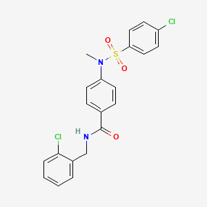 molecular formula C21H18Cl2N2O3S B4231635 N-(2-chlorobenzyl)-4-[[(4-chlorophenyl)sulfonyl](methyl)amino]benzamide 