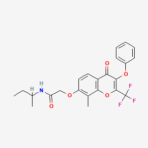 molecular formula C23H22F3NO5 B4231656 N-(sec-butyl)-2-{[8-methyl-4-oxo-3-phenoxy-2-(trifluoromethyl)-4H-chromen-7-yl]oxy}acetamide 